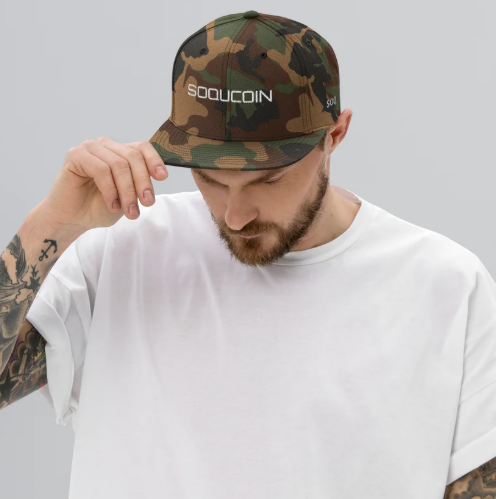 Soqucoin Snapback Hat — Green Camo